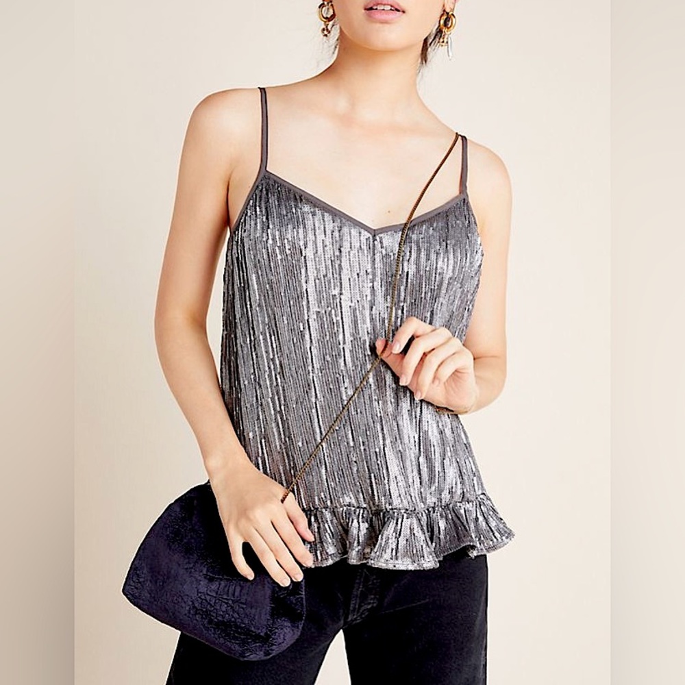 Silver Sequin Anthropologie cami